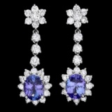 14k Gold 4.00ct Tanzanite & 3.00ct Diam Earrings