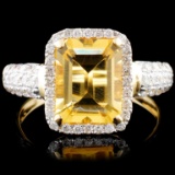 14K Gold 2.00ct Citrine & 0.52ctw Diamond Ring