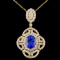 18K Gold 2.48ct Tanzanite & 1.82ctw Diamond Pendan