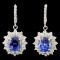 14K Gold 4.00ctw Tanzanite & 1.47ctw Diamond Earri