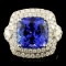 18K Gold 8.22ct Tanzanite & 1.11ctw Diamond Ring