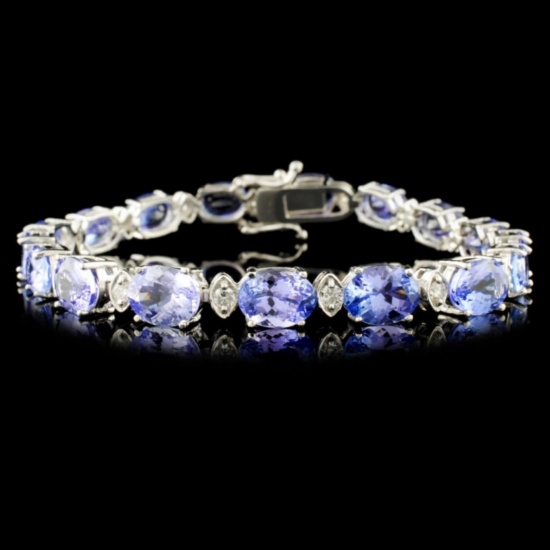 14K Gold 20.7ct Tanzanite & 0.8ctw Diamond Bracele