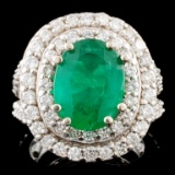 14K Gold 3.69ct Emerald & 2.32ctw Diamond Ring