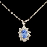 14K Gold 0.78ct Sapphire & 0.28ctw Diamond Pendant