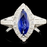 18K Gold 1.51ct Sapphire & 0.65ctw Diamond Ring