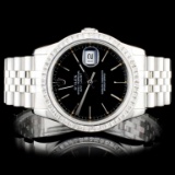 Rolex SS DateJust 3.00ct Diamond 36MM Wristwatch