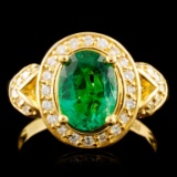 18K Gold 1.63ct Emerald & 0.38ctw Diamond Ring