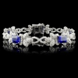 14K Gold 10.94ct Sapphire & 3.69ctw Diam Bracelet