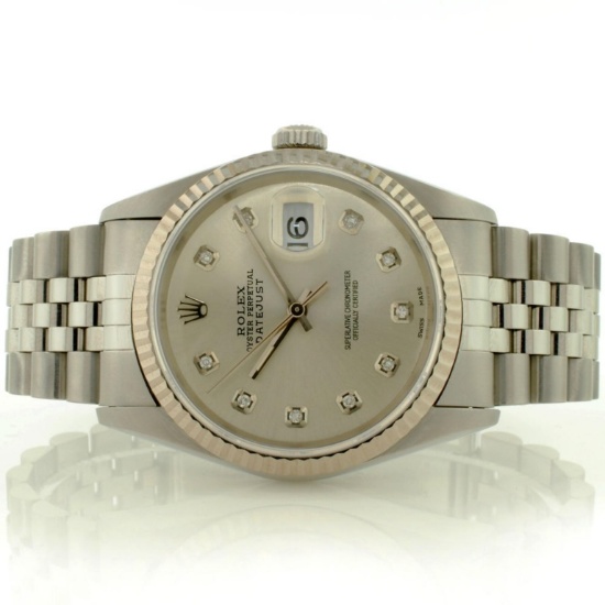 Rolex DateJust 18K White Gold & SS 36MM Wristwatch