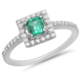 14K Gold 0.50ct Emerald & 0.25ct Diamond Ring