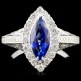 18K Gold 1.42ct Sapphire & 0.65ct Diamond Ring