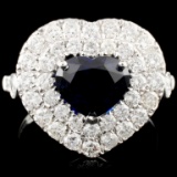 18K Gold 2.55ct Sapphire & 1.80ctw Diamond Ring