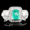 14K Gold 0.90ct Emerald & 0.57ctw Diamond Ring