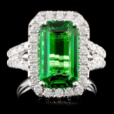 18K Gold 4.09ct Tsavorite & 1.11ctw Diamond Ring