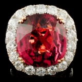 18K Gold 14.62 Tourmaline & 3.21ctw Diamond Ring