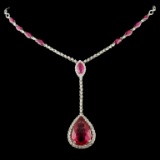 14K Gold 9.94ct Rubellite & 1.56ctw Diamond Neckla