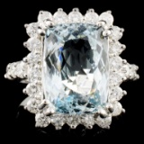 14K Gold 5.20ct Aquamarine & 1.21ctw Diamond Ring