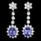 14k Gold 4.00ct Tanzanite & 3.00ct Diam Earrings