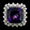 14K Gold 5.00ct Amethyst & 1.00ctw Diamond Ring