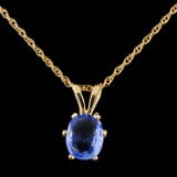 14K Gold 1.13ctw Sapphire Pendant