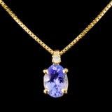 14K Gold 1.17ct Tanzanite & 0.03ctw Diamond Pendan