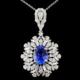 18K Gold 2.31ct Tanzanite & 1.87ctw Diamond Pendan