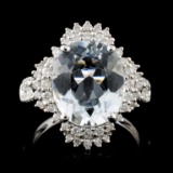 18K Gold 4.13ct Aquamarine & 0.54ct Diamond Ring