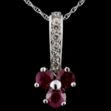 14K White Gold 1.56ct Ruby & 0.23ct Diamond Pendan