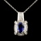 14K Gold 2.31ct Sapphire & 0.63ctw Diamond Pendant
