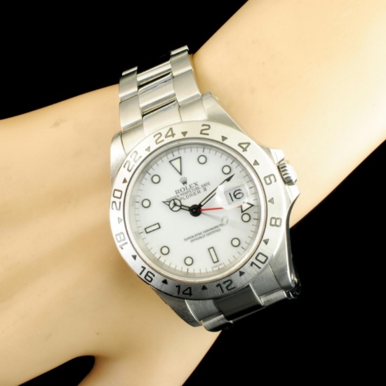 Rolex Explorer II Polar White SS 40MM Wristwatch