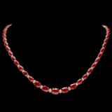 14k Gold 30.00ct Ruby & 1.50ct Diamond Necklace