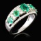 14K White Gold 1.08ct Emerald & 0.25ctw Diamond Ri