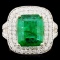 18K Gold 3.80ct Emerald & 1.09ctw Diamond Ring