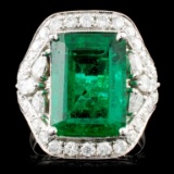 18K Gold 8.19ct Emerald & 1.68ctw Diamond Ring