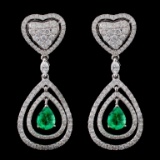 18K White Gold 1.29ct Emerald & 2.30ct Diamond Ear