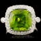 14K Gold 5.46ct Peridot & 0.46ctw Diamond Ring