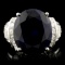 14K Gold 13.50ct Sapphire & 0.75ctw Diamond Ring