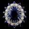 14K White Gold 7.50ct Sapphire & 1ct Diamond Ring