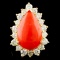 14K Gold 5.96ct Coral & 1.84ctw Diamond Ring