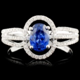 18K Gold 0.86ct Sapphire & 0.32ctw Diamond Ring