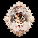 14K Gold 18.75ct Morganite & 2.26ctw Diamond Ring