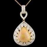 18K Gold 7.47ct Opal & 1.90ctw Diamond Pendant