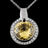 14K Gold 5.00ct Beryl & 0.30ct Diamond Pendant