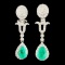 18K Gold 2.94ct Emerald & 1.93ctw Diamond Earrings