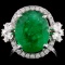 18K White Gold 6.19ct Emerald & 0.82ct Diamond Rin