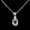 14K Gold 0.77ct Sapphire & 0.06ctw Diamond Pendant