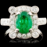 18K Gold 1.58ct Emerald & 0.83ctw Diamond Ring