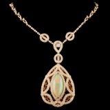 18K Gold 9.43ct Opal & 4.86ctw Diamond Necklace
