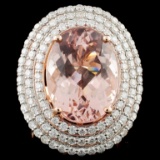 14K Rose Gold 9.77ct Morganite & 1.79ct Diamond Ri