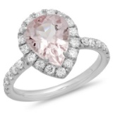 14K Gold 2.50ct Morganite & 0.65ct Diamond Ring